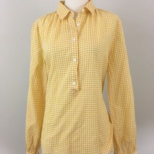 J.Crew Yellow Gingham Tunic Blouse Size 10